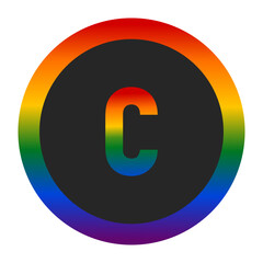 LGBTQ Pride Anarchy Symbol with Lowercase Letter c