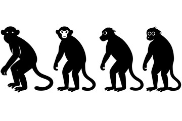 set of Monkey silhouette vector illustration