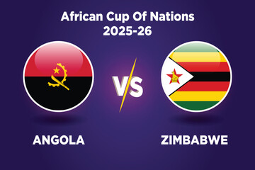 Angola vs Zimbabwe soccer match concept. African cup of nations 2025-26 .Vector illustration of design. ANG vs ZIM football match.