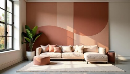 Abstract geometric shapes in muted tones create a sophisticated interior design repeat , pattern, wallpaper