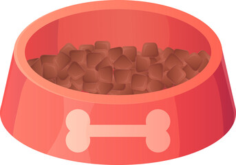 Vector illustration of Full Pet Food Bowl in cartoon style. One bowl is empty, while the other is filled with wet pet food. Suitable for pet care, feeding time, and animal-related designs. Isolated on