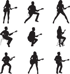 Elegant Guitarist Silhouettes