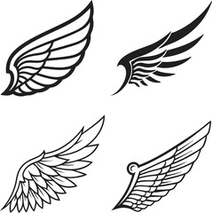 Wings icons set. Simple set of wings vector icons for web design on white background