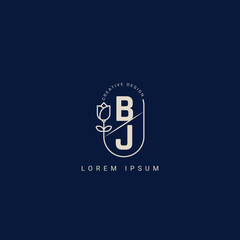 Letter BJ and JB creative logo with beauty floral concept premium vector