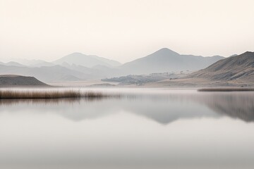 Misty Mountain Lake Reflection at Dawn