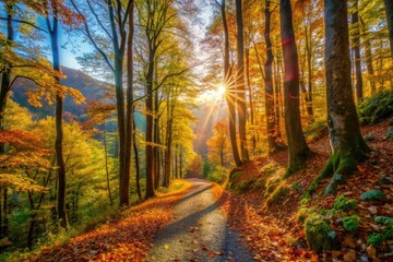 Obraz premium Captivating forest path photos: scenic hiking trails, wilderness backpacking adventures.