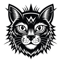 Wild animal vector art illustration of a tiger and lion head tattoo symbol