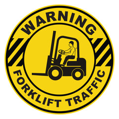 Warning Forklift Traffic Sign Vector for Conserve Energy. Turn of The Light Round Sign and Symbol