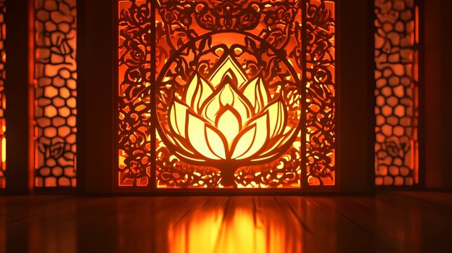 The Vesak lantern template features an intricate design for customizable festive decorations.