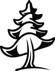 Obraz premium Hand drawn christmas tree vector illustration with a snowman on black embodies holiday art and winter celebration