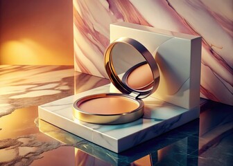 Floating Foundation Compact: Pastel Marble Landscape Photography