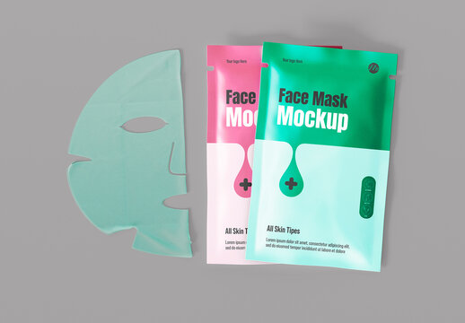 Two Facial Skincare Mask Closed and Open Mockup
