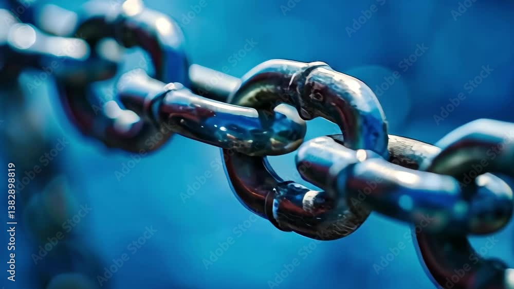 Aufkleber the strong and durable metallic chain links are prominently displayed against a deep blue background