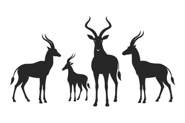 set of Hartebeest silhouette vector illustration