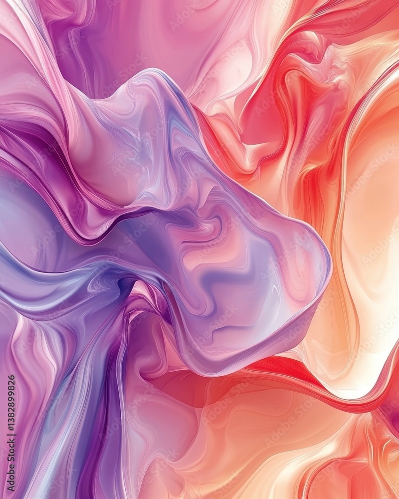 Poster abstract fluidity in vibrant hues of purple and red creating a dynamic and captivating visual experi
