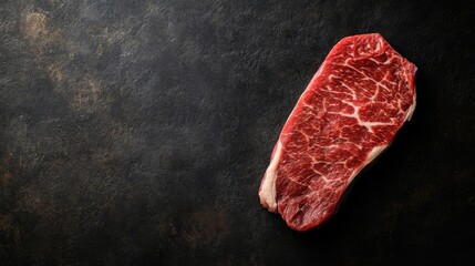 Raw Sirloin Steak Ready to Cook on a Dark Textured Background