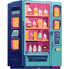 Colorful Vector Vending Machine with Bottled Drinks in Modern Flat Style

