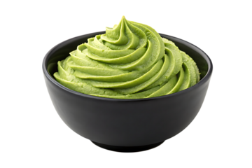 Fresh wasabi in a bowl for sushi and asian cuisine on transparent background