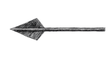 Hand drawn arrow points left in sketchy design , cut out transparent