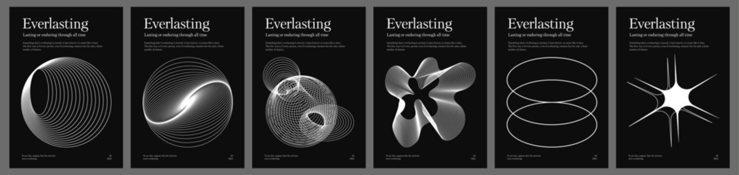 Minimalistic y2k technology flyer design with wireframe shapes. Frames in modern si-fi style. Brutalist poster set elements. Y2k disign elements. Vector illustration.