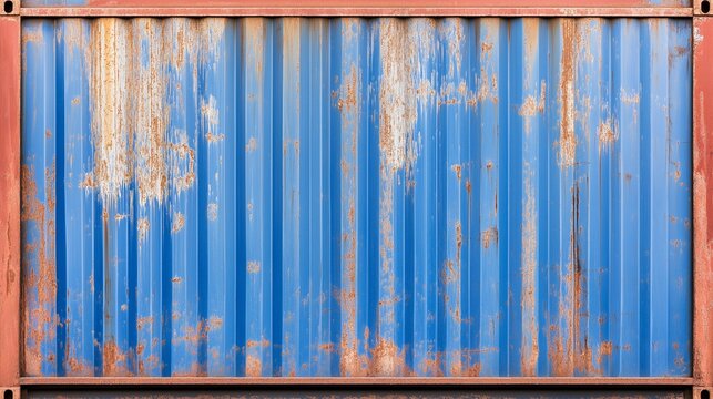 old shipping container background blue with rust and textured surfaces