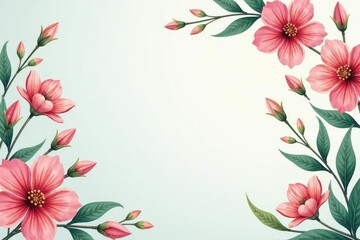 Fototapeta premium Nature inspired floral motifs, soft pastel hues, repeat, delicate
