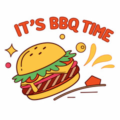 Fun Bbq Invitation Design With Cartoon Burger And Bold Typography