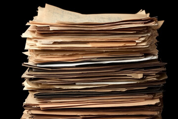 Piled business documents showcasing intricate details and organization challenges in a professional environment