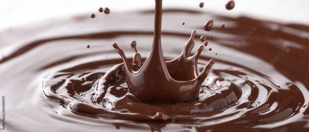 Poster decadent chocolate splash capturing richness and indulgence with smooth texture and dynamic movement