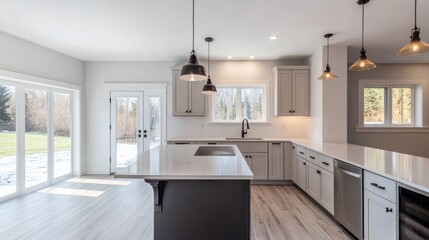 Modern Kitchen with Patio View
