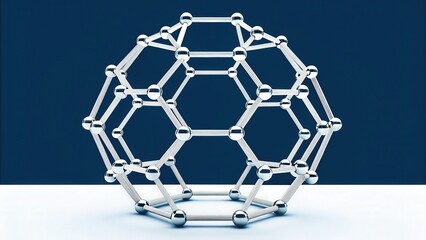 material science nanomaterials concept. Metallic molecular structure on a minimalist background.