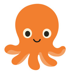Cute Cartoon Orange Octopus Illustration