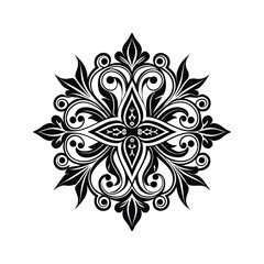 Abstract floral ornament with curves vector illustration isolated on white background