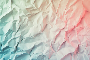 Fototapeta premium A high-resolution image showcasing the intricate details of a crumpled paper texture, serving as a background with a soft pastel color palette, embodying a minimalist and aesthetic vibe