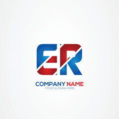 ER or RE Creative Modern Letters Logo Design Element red and blue