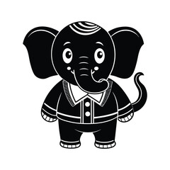 Obraz premium Adorable baby elephant silhouette isolated on white background