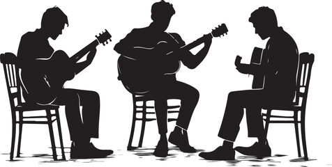 "Elegant Guitarist Silhouettes" or "Musical Princesses with Guitars