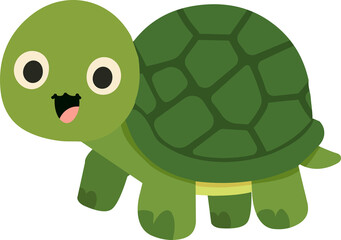 Cute Cartoon Turtle Illustration flat