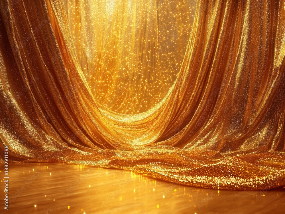 Aufkleber shimmering gold fabric backdrop with sparkling light creating a luxurious and festive atmosphere per