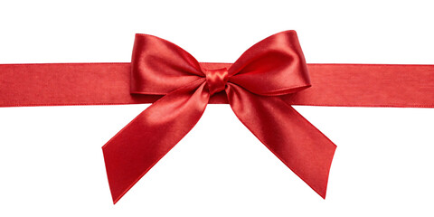 red bow isolated on white | Red Satin Bow with Ribbon – Isolated White Background, Transparent Background, PNG