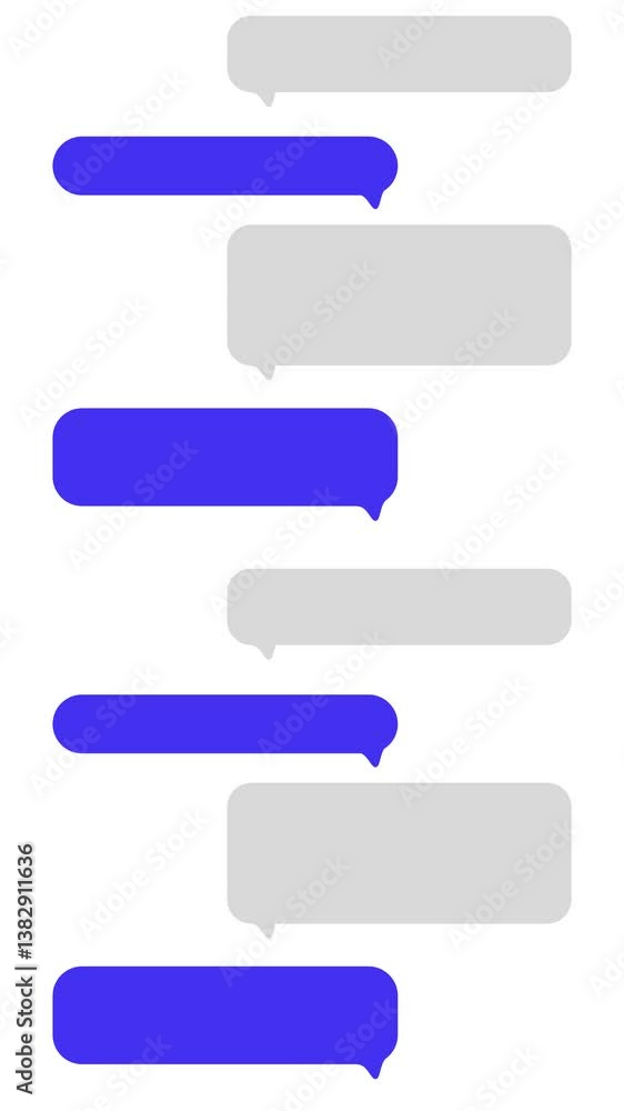 Poster Vertical message bubbles scrolling through screen 4k animation seamless loop on white backdrop