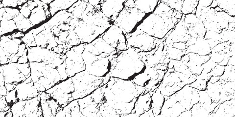 Distressed overlay rough textured. Distressed black sketches line  Surface cracks and fissures in ground  Vector grunge cracked texture style with