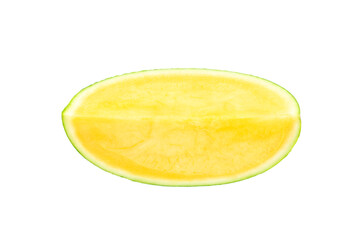 Yellow watermelon isolated on white background, Fresh yellow watermelon