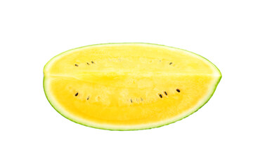 Yellow watermelon isolated on white background, Fresh yellow watermelon
