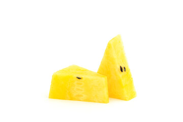 Yellow watermelon isolated on white background, Fresh yellow watermelon