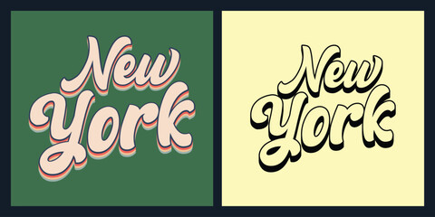 New York state retro text t shirt design