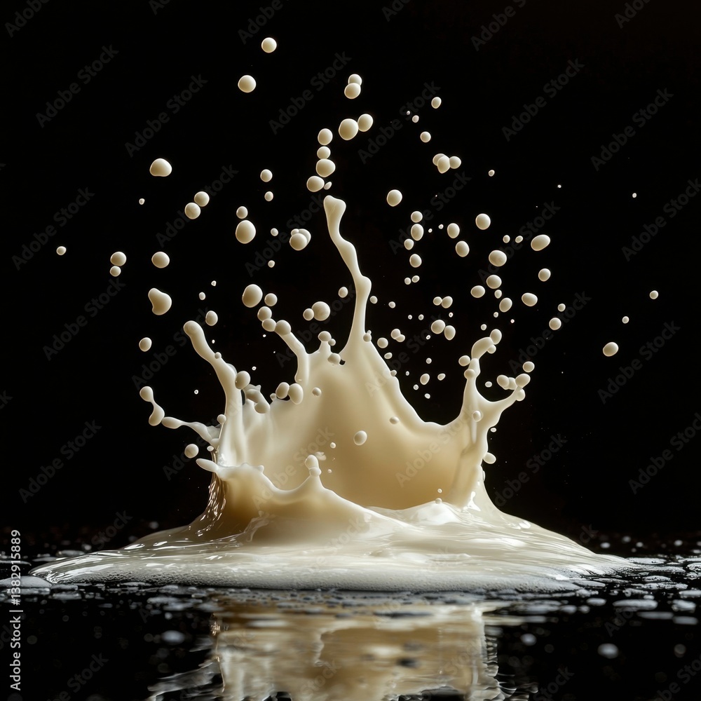 Aufkleber captivating studio shot of creamy liquid splashing against a black backdrop showcasing dynamic motio