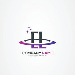 Naklejka premium Modern Letter EL LE Planet space logo design With Creative Vector Elements