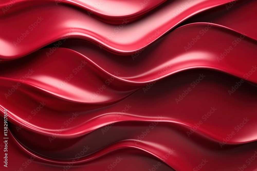 Poster abstract crimson waves of flowing satin fabric create a luxurious and elegant background with smooth