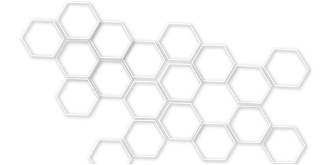 Abstract geometric technology 3d white light structure technology out line hexagon polygonal honeycomb luxury pattern vector background.